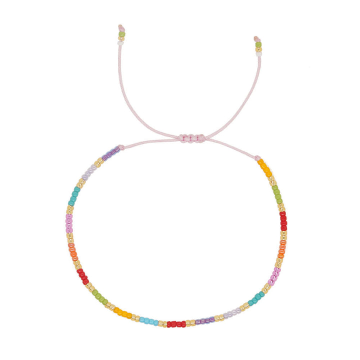 Olivenorma Colorful Rice Beads Adjustable Bracelet - Purple Pink - image 4