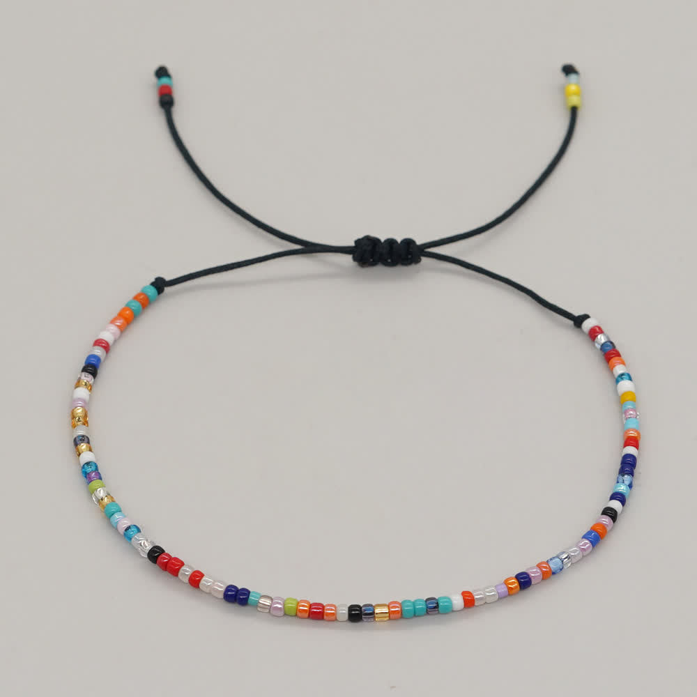 Olivenorma Colorful Rice Beads Adjustable Bracelet - Blue - image 3