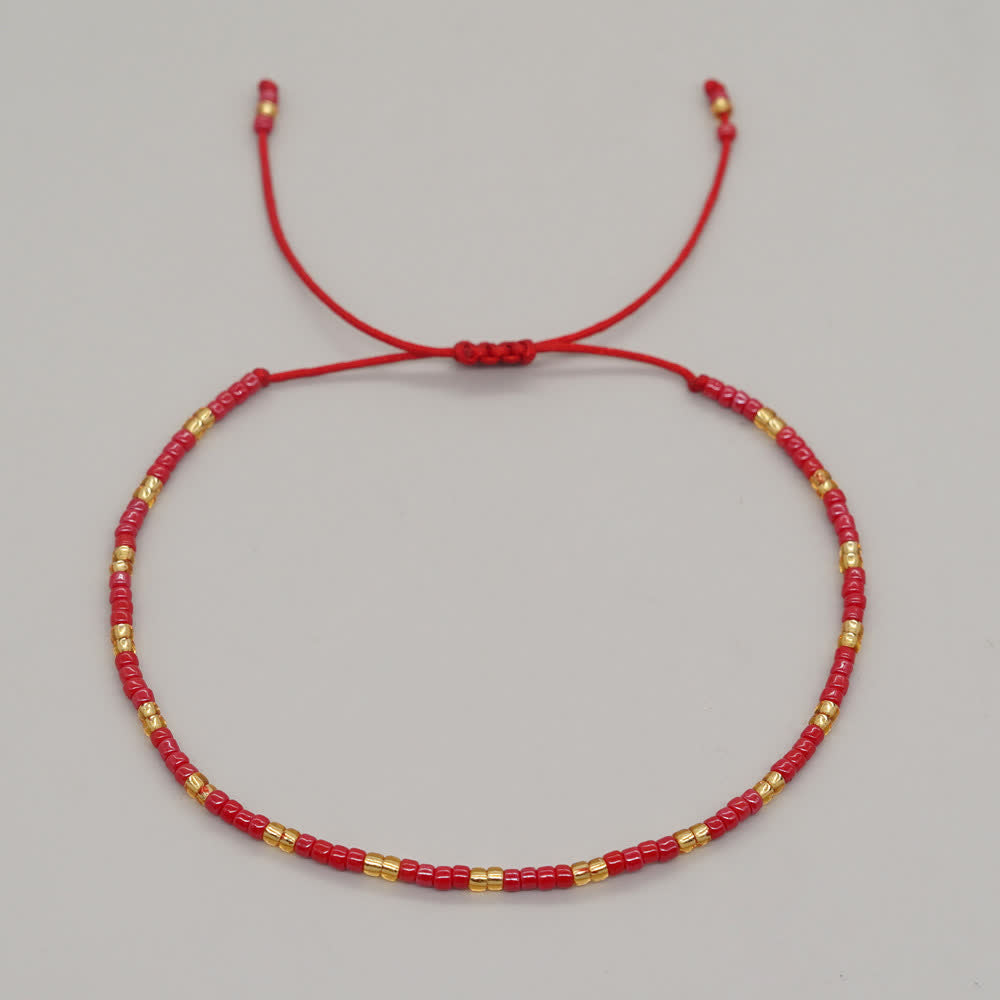 Olivenorma Colorful Rice Beads Adjustable Bracelet - Red - image 1