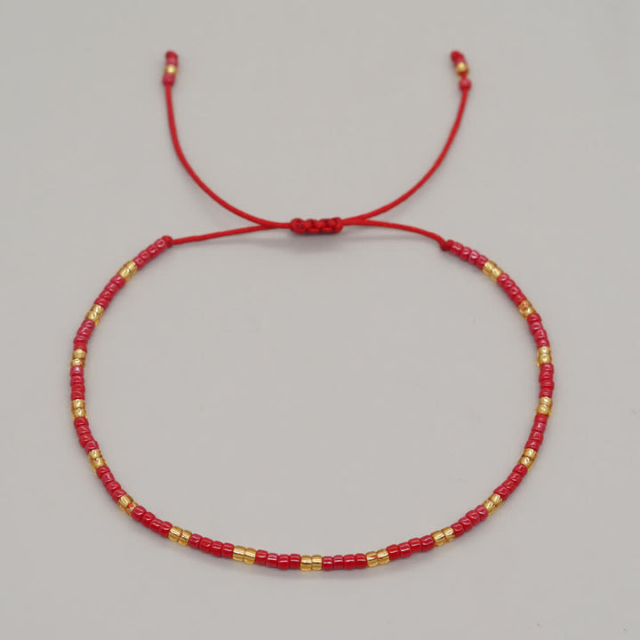 Olivenorma Colorful Rice Beads Adjustable Bracelet - Red - image 1
