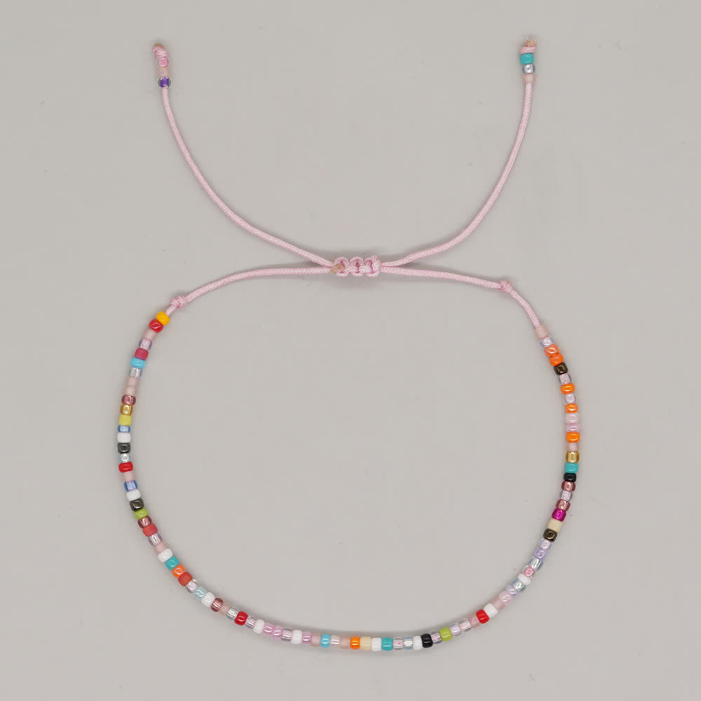 Olivenorma Colorful Rice Beads Adjustable Bracelet - Purple Pink #2 - image 5