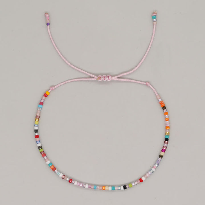Olivenorma Colorful Rice Beads Adjustable Bracelet - Purple Pink #2 - image 5