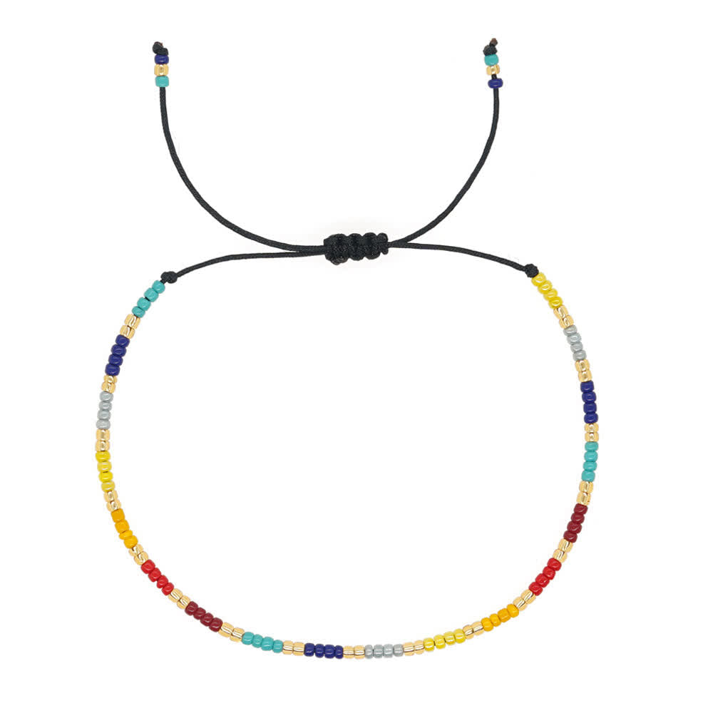 Olivenorma Colorful Rice Beads Adjustable Bracelet - Yellow Blue - image 6