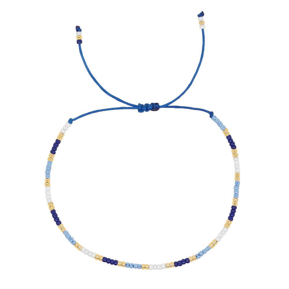 Olivenorma Colorful Rice Beads Adjustable Bracelet - Blue And White - image 9