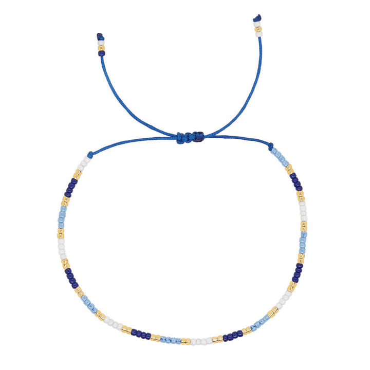 Olivenorma Colorful Rice Beads Adjustable Bracelet - Blue And White - image 9