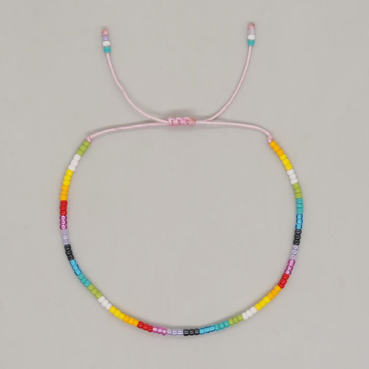 Olivenorma Colorful Rice Beads Adjustable Bracelet - Gray Pink - image 10