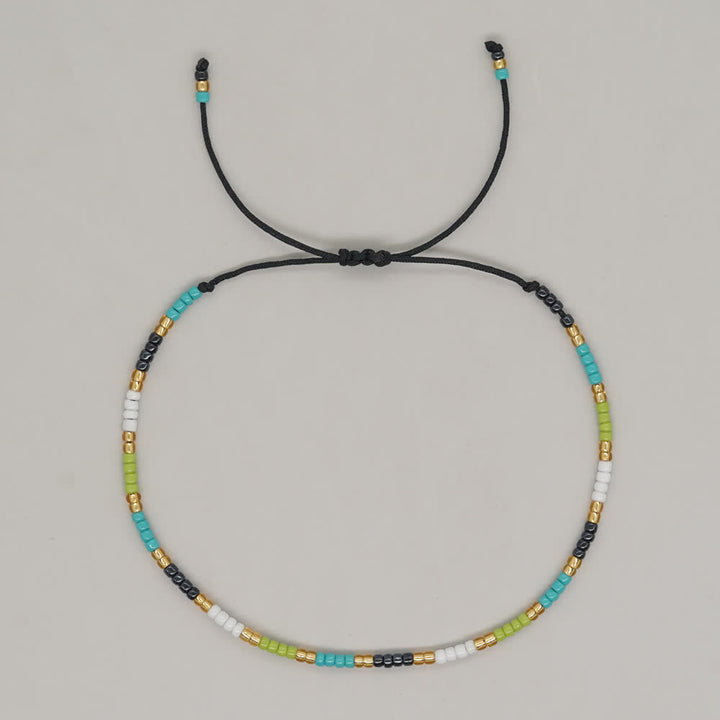 Olivenorma Colorful Rice Beads Adjustable Bracelet - Black Green And Blue - image 11