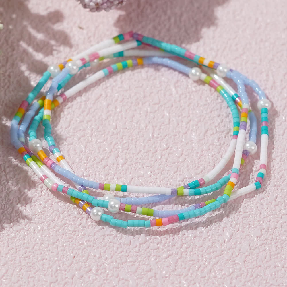 Olivenorma Colored Rice Beads Beads Multi-layer Bracelet - Blue - image 1