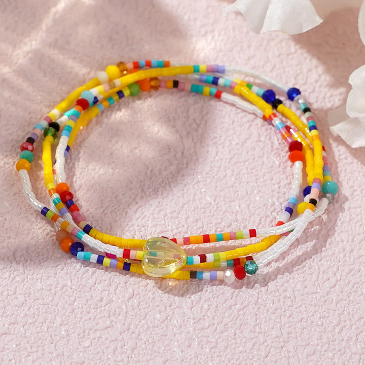 Olivenorma Colored Rice Beads Beads Multi-layer Bracelet - Yellow - image 6