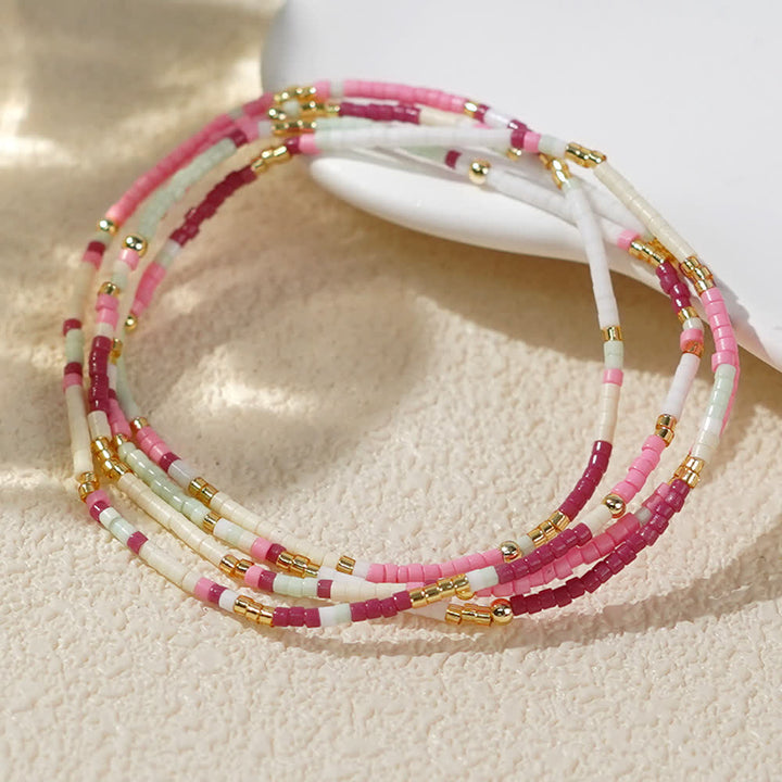 Olivenorma Colored Rice Beads Beads Multi-layer Bracelet - Pink - image 8