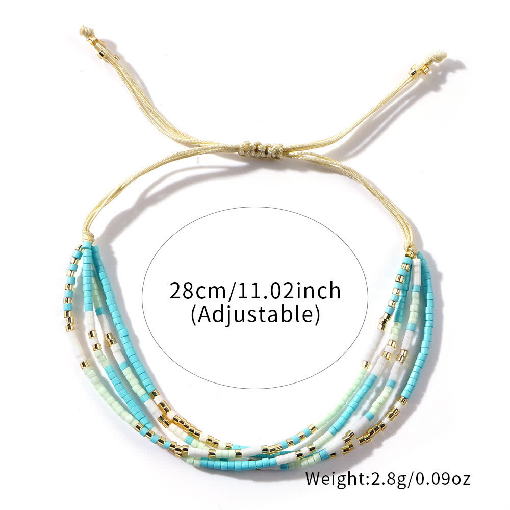 Olivenorma Blue White Rice Beads Beads Braided Beach Surf Bracelet - image 9