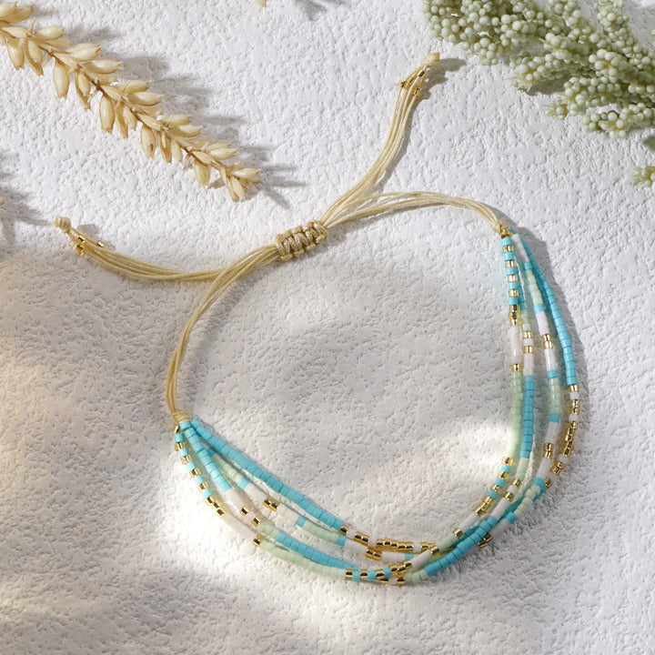 Olivenorma Blue White Rice Beads Beads Braided Beach Surf Bracelet - image 7