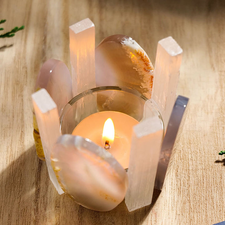 Olivenorma Natural Agate Ornament Candle Holder - Agate&Selenite - image 6
