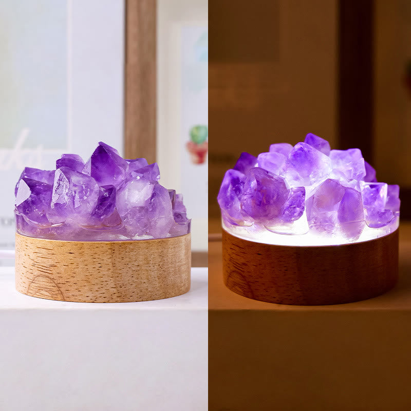 Olivenorma Rough Stone Night Light Crystal Lamp - Amethyst - White Light - image 9