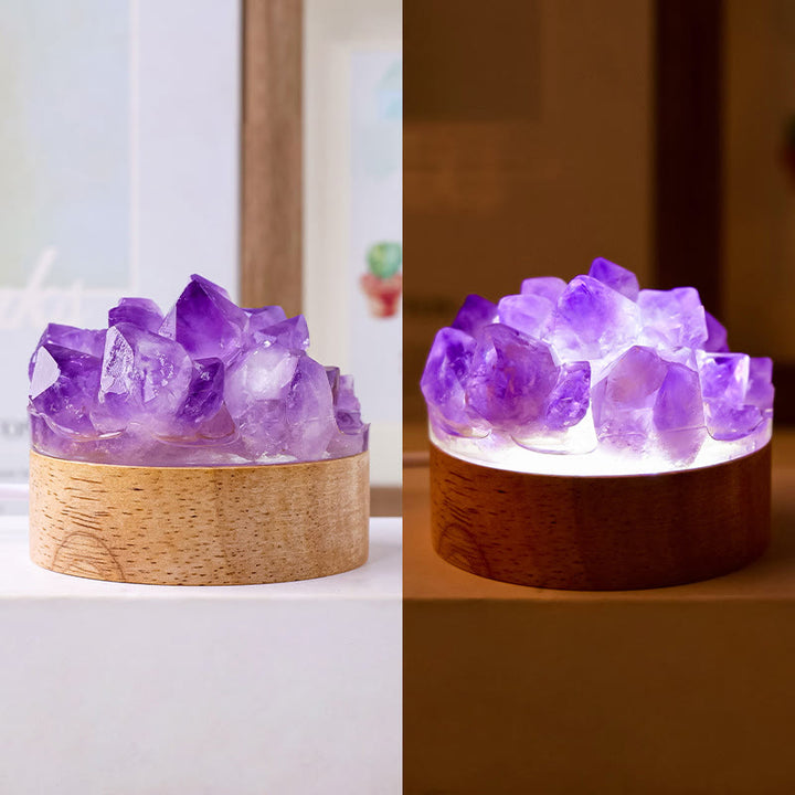 Olivenorma Rough Stone Night Light Crystal Lamp - Amethyst - White Light - image 9