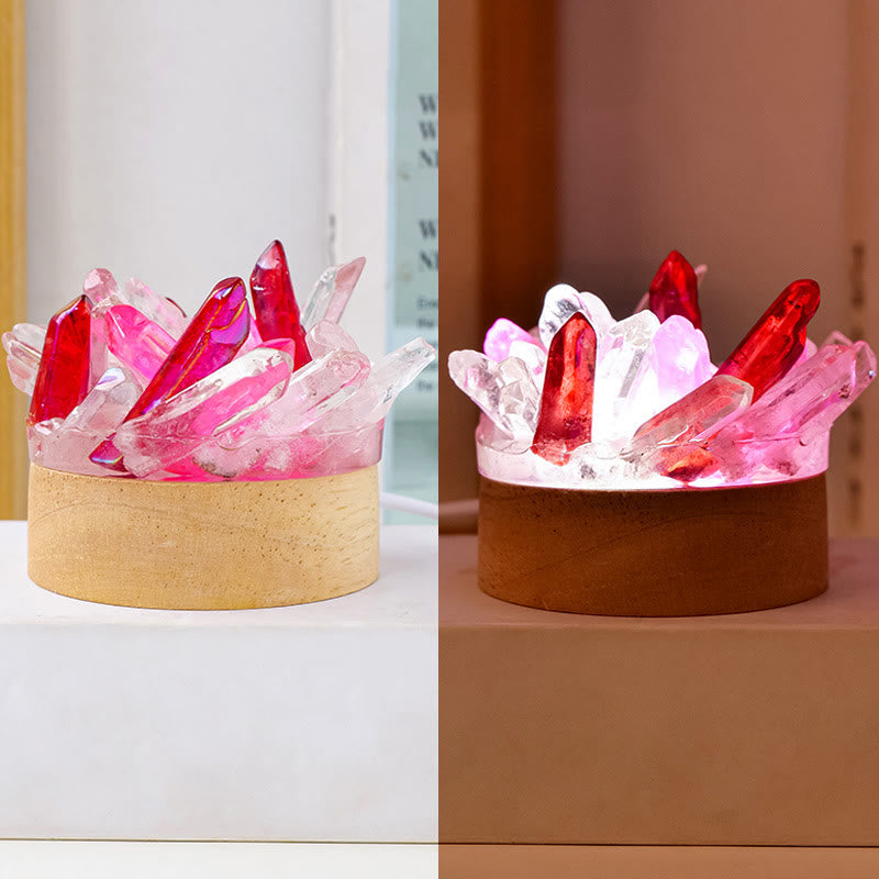 Olivenorma Rough Stone Night Light Crystal Lamp - Clear-Quartz&Rose-Quartz&Ruby-Quartz - White Light - image 12