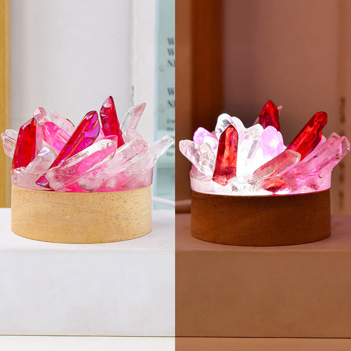 Olivenorma Rough Stone Night Light Crystal Lamp - Clear-Quartz&Rose-Quartz&Ruby-Quartz - White Light - image 12