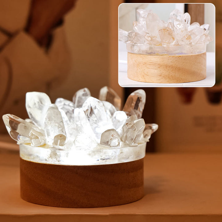 Olivenorma Rough Stone Night Light Crystal Lamp - Clear Quartz - White Light - image 6