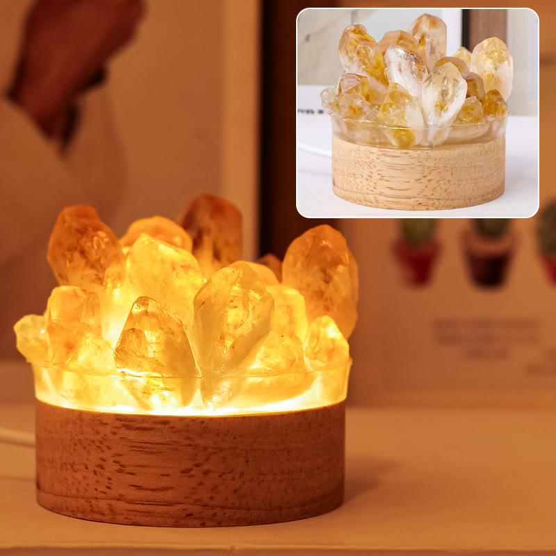 Olivenorma Rough Stone Night Light Crystal Lamp - Citrine - Warm Light - image 1