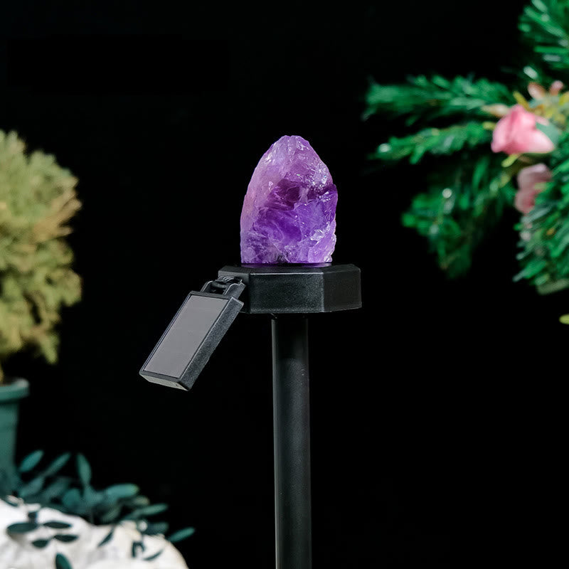 Olivenorma Outdoor Raw Stone Solar Light Waterproof Crystal Lamp - Amethyst - image 8