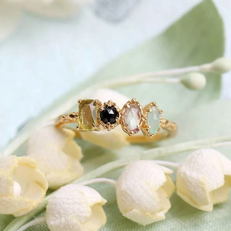 Olivenorma Labradorite Nautral Gemstone Personalized Birthstone Ring - Rose Gold - US 12 - 7 Birthstones - image 0