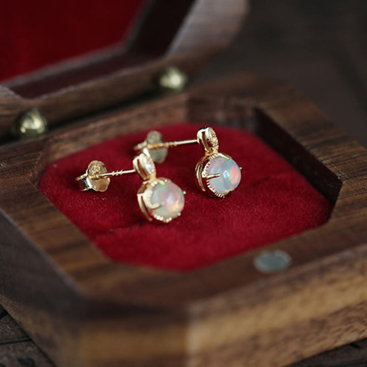 Olivenorma Vintage Opal S925 Necklace Earrings Jewelry Set - image 9