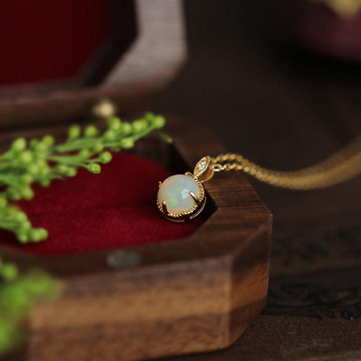 Olivenorma Vintage Opal S925 Necklace Earrings Jewelry Set - image 4