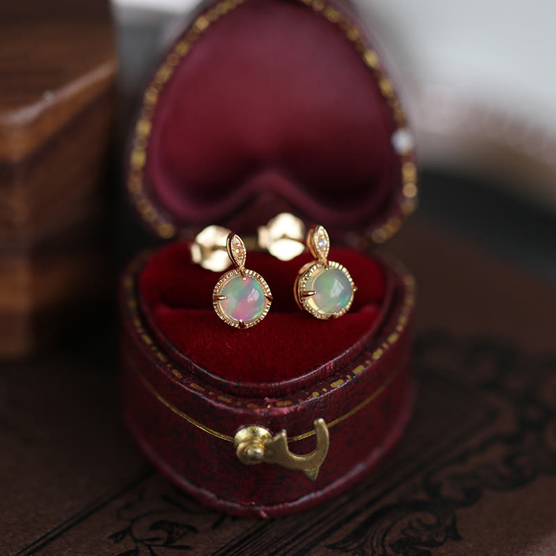 Olivenorma Vintage Opal S925 Necklace Earrings Jewelry Set - Earrings - image 7