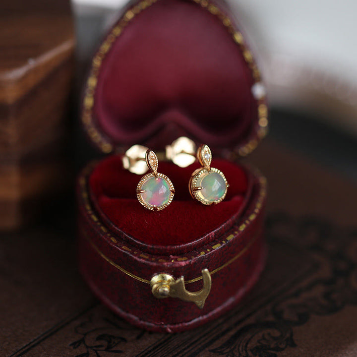 Olivenorma Vintage Opal S925 Necklace Earrings Jewelry Set - Earrings - image 7