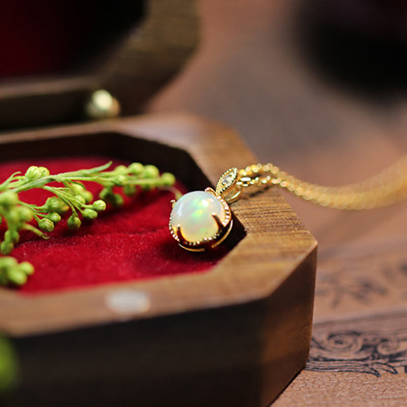 Olivenorma Vintage Opal S925 Necklace Earrings Jewelry Set - image 6