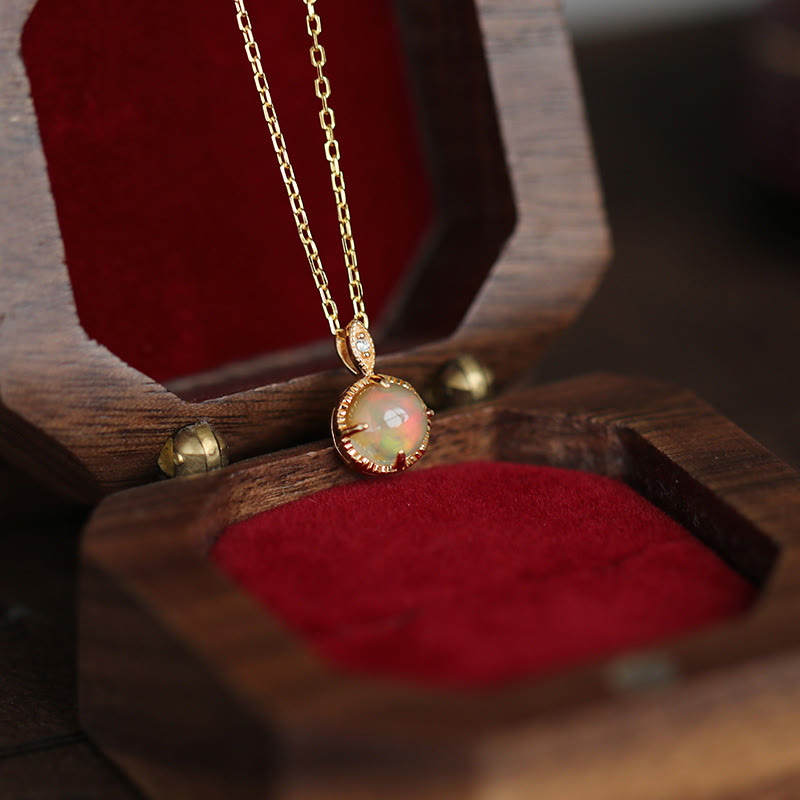 Olivenorma Vintage Opal S925 Necklace Earrings Jewelry Set - Necklace - image 1