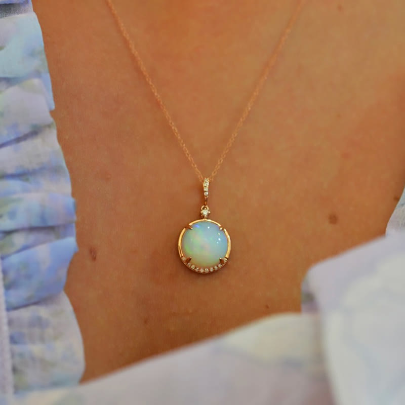 Olivenorma Vintage Opal S925 Necklace Earrings Jewelry Set - image 2