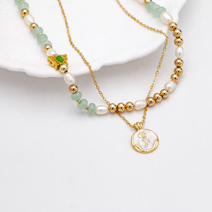 Olivenorma Tourmaline Pearl Crystal Choker Beaded Necklace - Tourmaline&Pearl - image 0