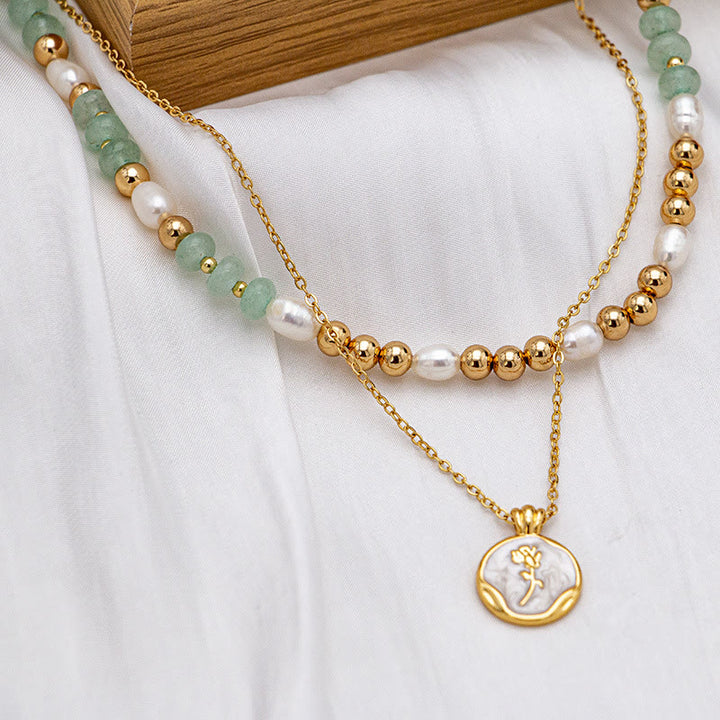 Olivenorma Tourmaline Pearl Crystal Choker Beaded Necklace - image 3