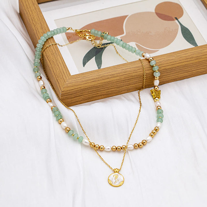 Olivenorma Tourmaline Pearl Crystal Choker Beaded Necklace - image 2