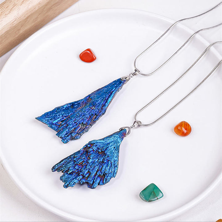 Olivenorma Blue Feather Natural Black Tourmaline Necklace - image 5