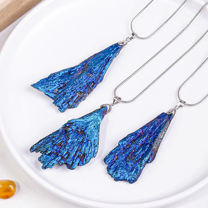 Olivenorma Blue Feather Natural Black Tourmaline Necklace - image 4