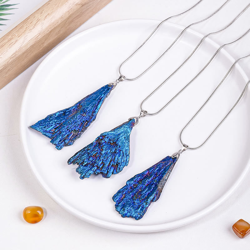 Olivenorma Blue Feather Natural Black Tourmaline Necklace - image 3