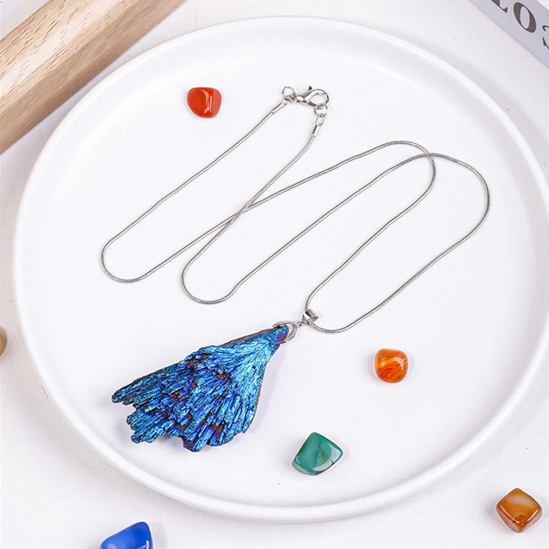 Olivenorma Blue Feather Natural Black Tourmaline Necklace - image 6
