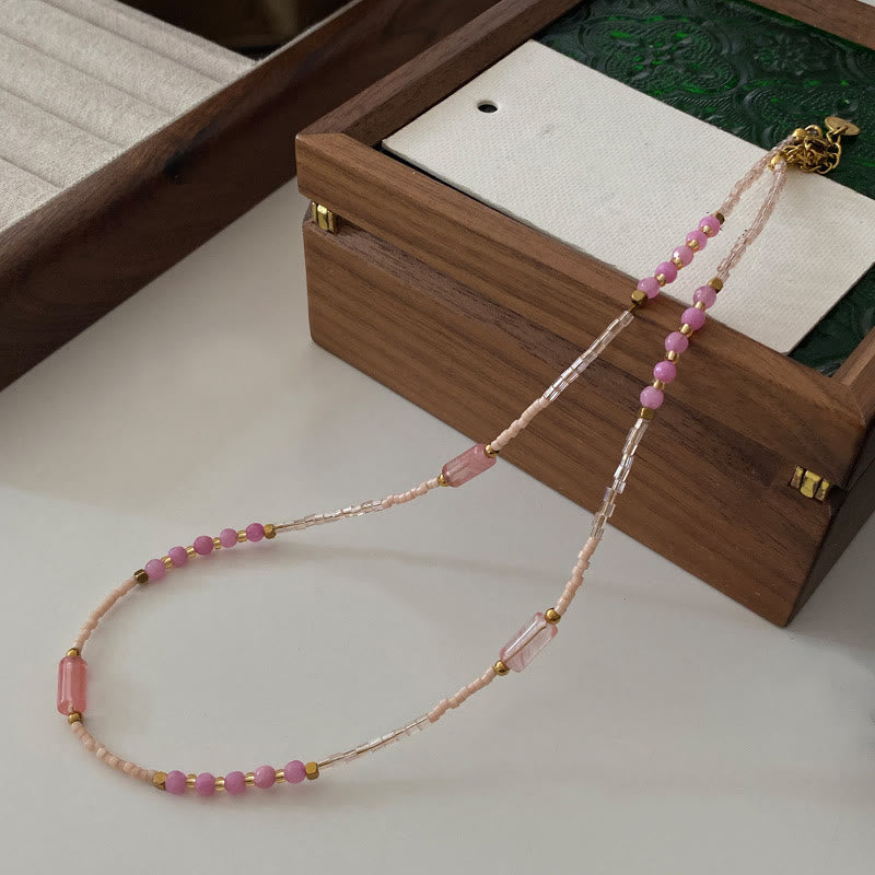 Olivenorma Natural Rhodonite Charm Beaded Necklace - Without Pendant - image 2