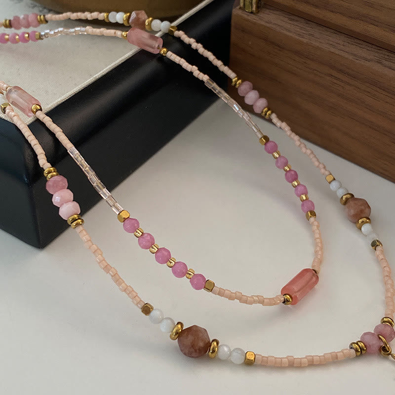 Olivenorma Natural Rhodonite Charm Beaded Necklace - image 8