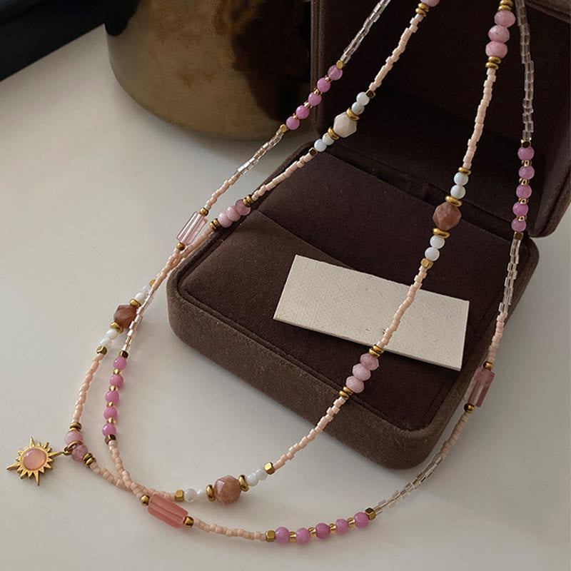 Olivenorma Natural Rhodonite Charm Beaded Necklace - image 7