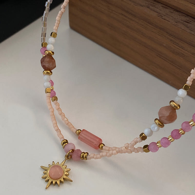 Olivenorma Natural Rhodonite Charm Beaded Necklace - image 5