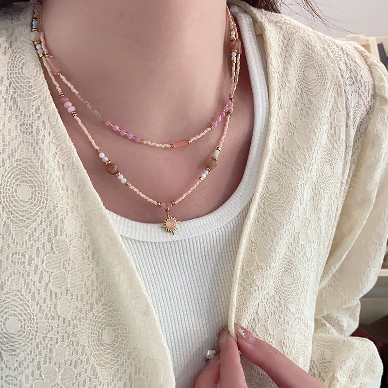Olivenorma Natural Rhodonite Charm Beaded Necklace - image 3