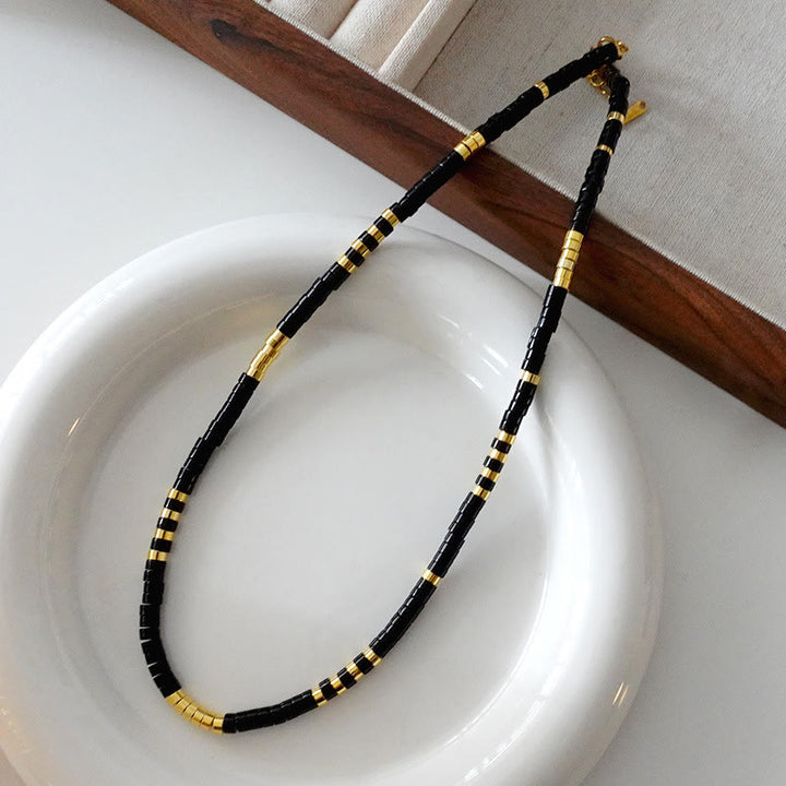 Olivenorma Natural Black Onyx Pearl Stacked Beaded Necklace - Style B - image 2