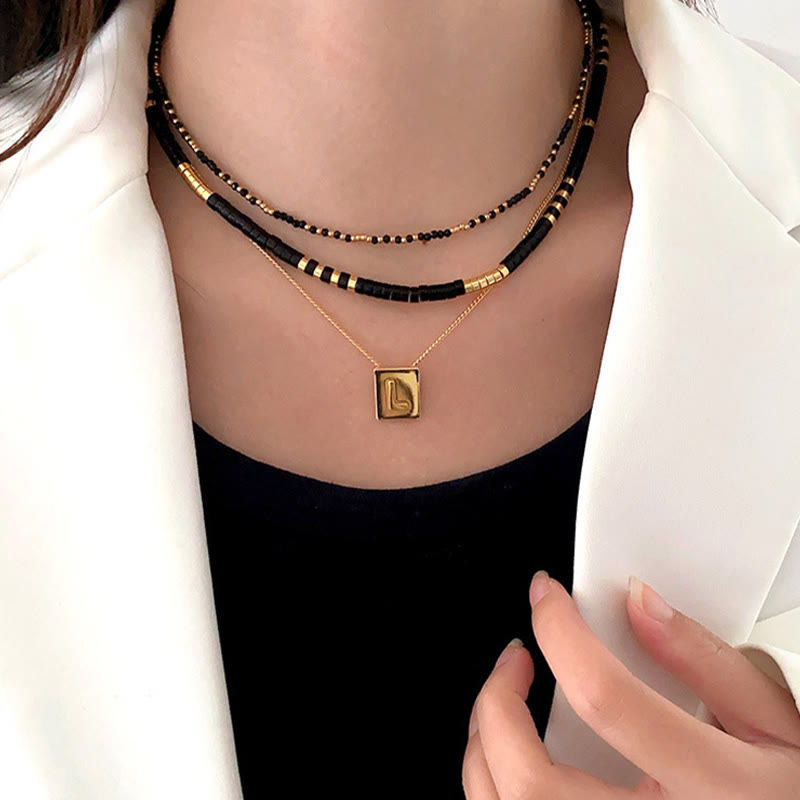 Olivenorma Natural Black Onyx Pearl Stacked Beaded Necklace - image 5