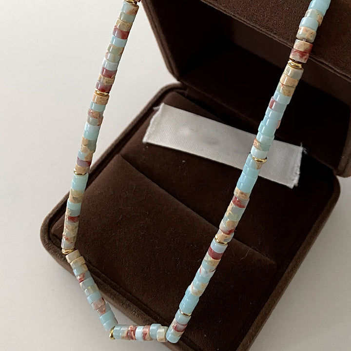 Olivenorma Blue Emperor Stone Stacked Beaded Necklace - image 2