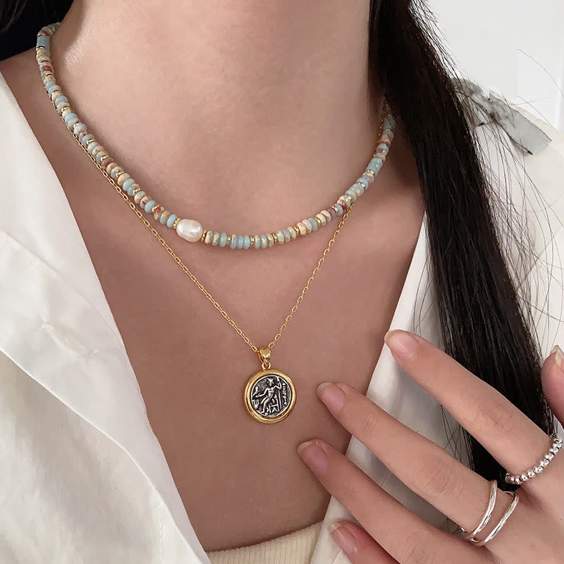 Olivenorma Blue Emperor Stone Stacked Beaded Necklace - image 4