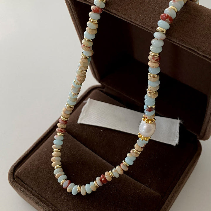 Olivenorma Blue Emperor Stone Stacked Beaded Necklace - Beaded Necklace - image 1