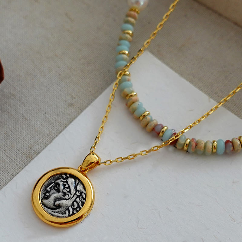 Olivenorma Blue Emperor Stone Stacked Beaded Necklace - image 5